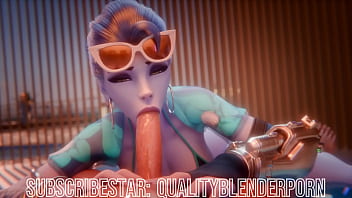 Overwatch slut sucks cock and swallows