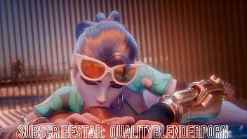 Overwatch slut sucks cock and swallows