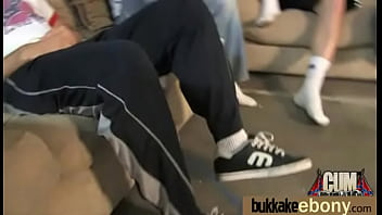 Ebony gets fucked in all holes by a group of white dudes 28