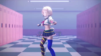 Blonde vtuber girl undress mmd by hisapi