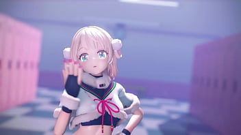 Blonde vtuber girl undress mmd by hisapi