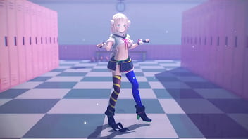Blonde vtuber girl undress mmd by hisapi