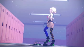 Blonde vtuber girl undress mmd by hisapi