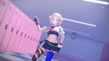 Blonde vtuber girl undress mmd by hisapi