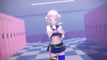 Blonde vtuber girl undress mmd by hisapi