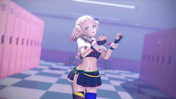 Blonde vtuber girl undress mmd by hisapi