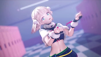 Blonde vtuber girl undress mmd by hisapi