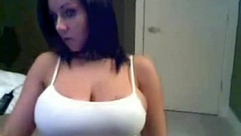 Bib boob brunette teases webcam