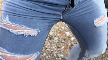 Drinking pee and wetting jeans twice