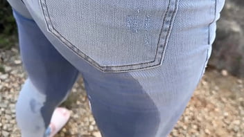 Drinking pee and wetting jeans twice