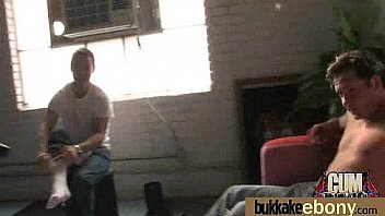 Huge cocks cover their black face in cum 28