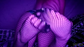 Cute young slut in fishnet tights teases and shows herself she wants you to fuck her tight pussy hana mour