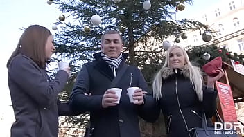 The xmas charmer two sexy hot babes share big cock