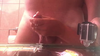 I give him hand job from behind compilation of view from two cameras