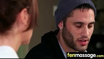 Deepthroat blowjob from big tits massage girl 17