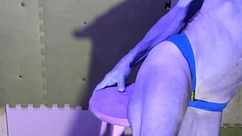 Preview Stretching In Basement On Stool In Briefs Color Changing thumbnail