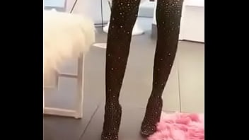 Sexy girl puts on sexy stockings