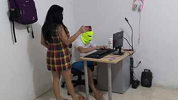 A dirty neighbor comes to ask her neighbor for cock and acts like a snail