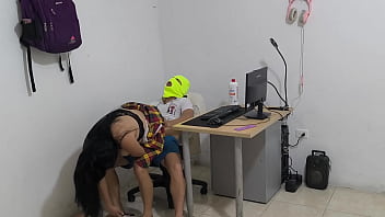 A dirty neighbor comes to ask her neighbor for cock and acts like a snail