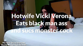 Hotwife vicky licks black booty and sucks a huge dildo trailer