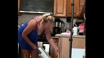 Sexy blonde wife in everyday life