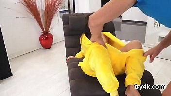 Innocent sweetie gives a head in pov and gets tight vagina nailed