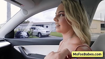 Lovely blondie teenager gives amazing wet blowjob