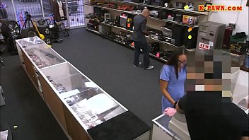 Girl with glasses nailed at the pawnshop