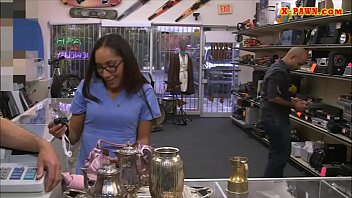 Girl with glasses nailed at the pawnshop