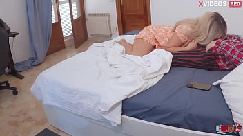 I saw my stepson jerking off and invited him to fuck my pussy and ass