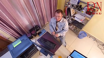 Grow like a tower giant secretary in the office the manager guy is very surprised by her height s2