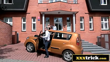 Realtor fucks busty blonde client as boyfriend checks out real estate