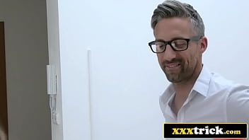 Realtor fucks busty blonde client as boyfriend checks out real estate