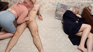 Decided to fuck my stepsister while my girlfriend was sleeping she heard us and caught us