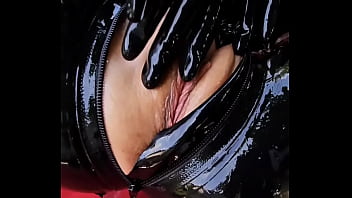 Latex fuck by the pool pov