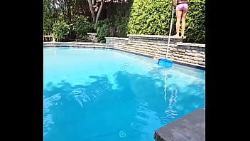 Latex fuck by the pool pov