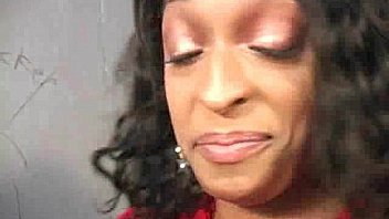 Ebony teen cleaning all the cocks at gloryhole 8