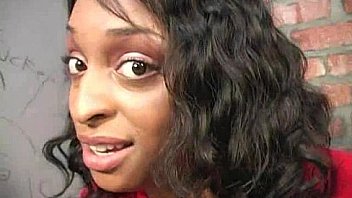 Ebony teen cleaning all the cocks at gloryhole 8