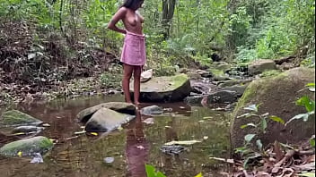 Latina from the countryside rubs her natural and hairy pussy outdoors and the stranger can't stand to watch it anymore until