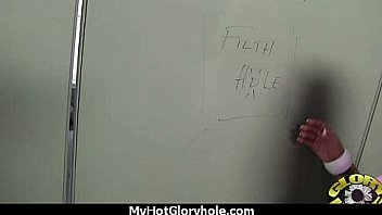 Ebony's first gloryhole blowjob and cum swallow 12