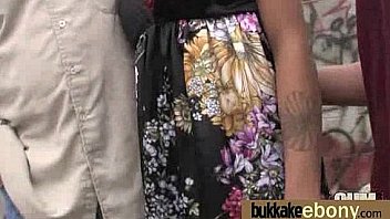 Hot ebony chick in interracial gangbang 13