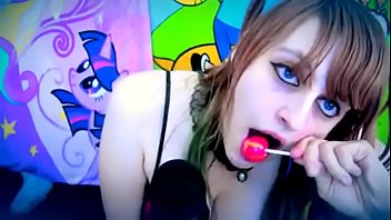 Beauty sucking and licking lollipop ear to ear asmr