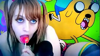 Beauty sucking and licking lollipop ear to ear asmr