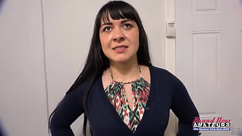 Busty brunette coed victoria sucks a boner and gets banged