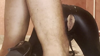 A dominant woman in black latex was fucked hard and cummed on her ass