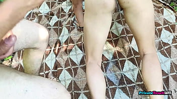 Wild anal obsession with an amateur russian couple outdoors