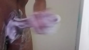 Soapy shower jerk off with cumshot