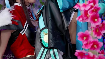 Anime lesbian bitches stretch their juicy anal holes