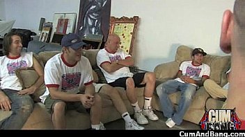 Amateur ebony interracial group sex with facial 17