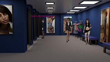 An office lady brought a dildo into the fitting room and began masturbating with it in public hentai game kink maker